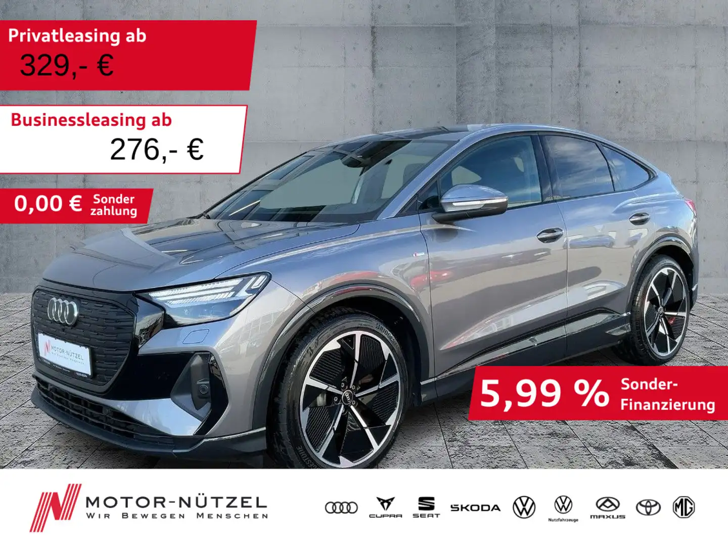 Audi Q4 e-tron S-LINE MATRIX+NAVI+RFK+ACC Grijs - 1