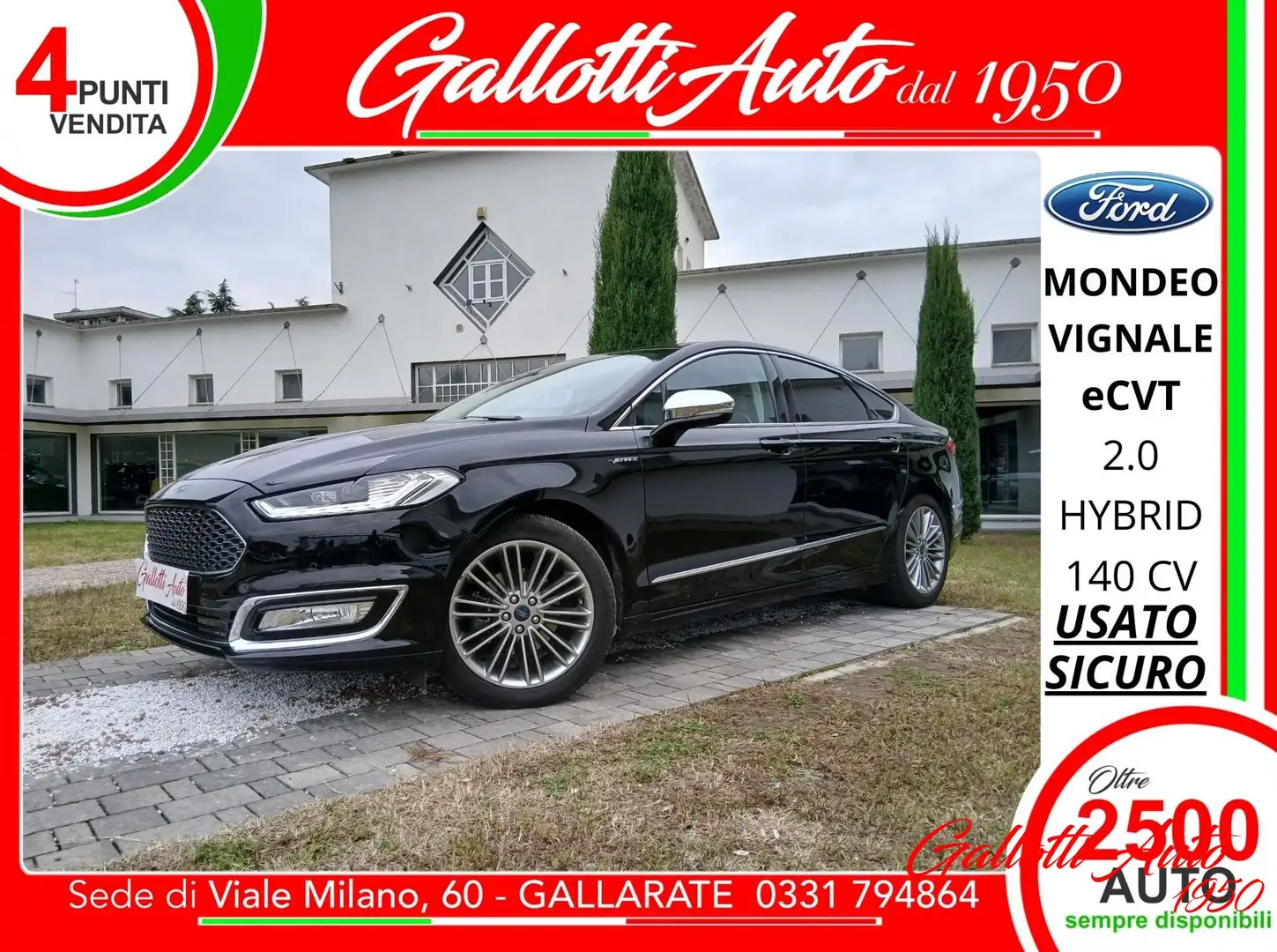 Ford Mondeo Full Hybrid 2.0 187 CV eCVT 4 porte Vignale Noir - 1