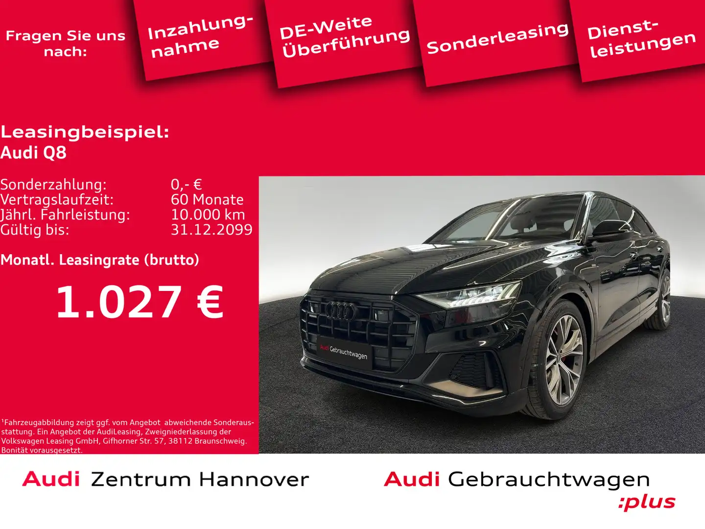 Audi Q8 S line Edition 50 TDI quattro HD Matrix ACC B Zwart - 1