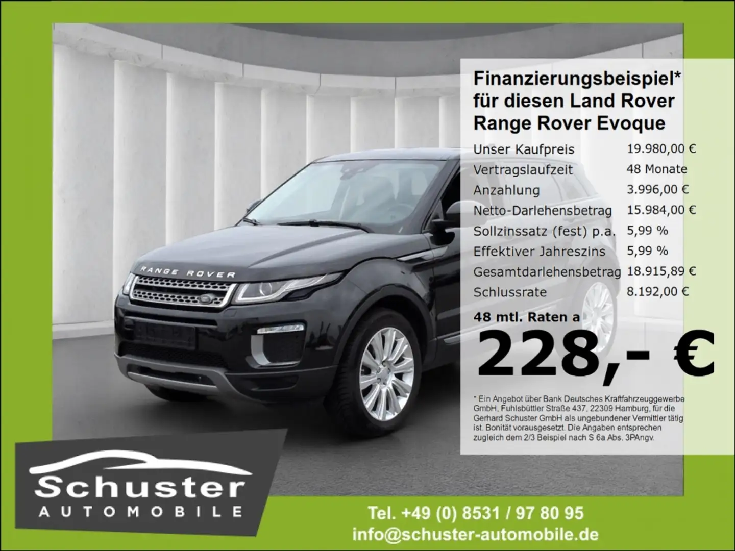 Land Rover Range Rover Evoque SE Allrad TD4*Autom Leder 19* Schwarz - 1