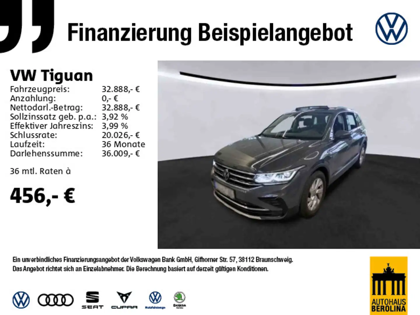 Volkswagen Tiguan 2.0 TDI Elegance DSG *PANO*IQ-MATRIX*NAV* Grau - 1
