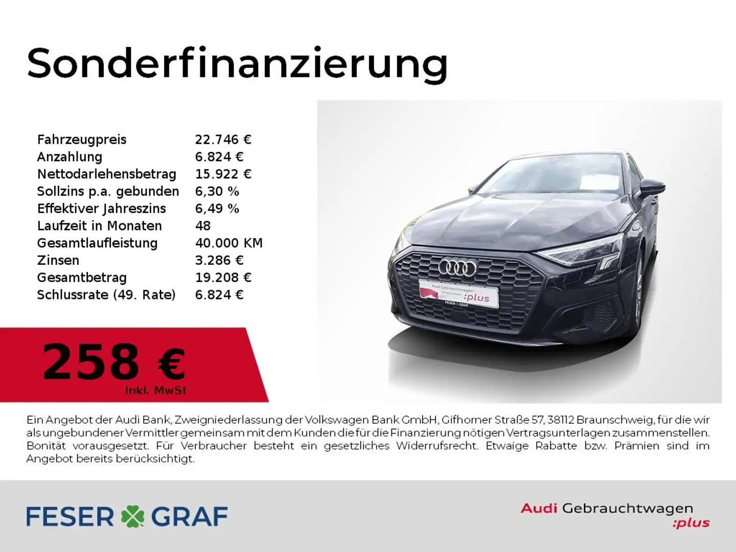 Audi A3 40 TFSI e S tronic Navi,LED,PDC,17" Nero - 1