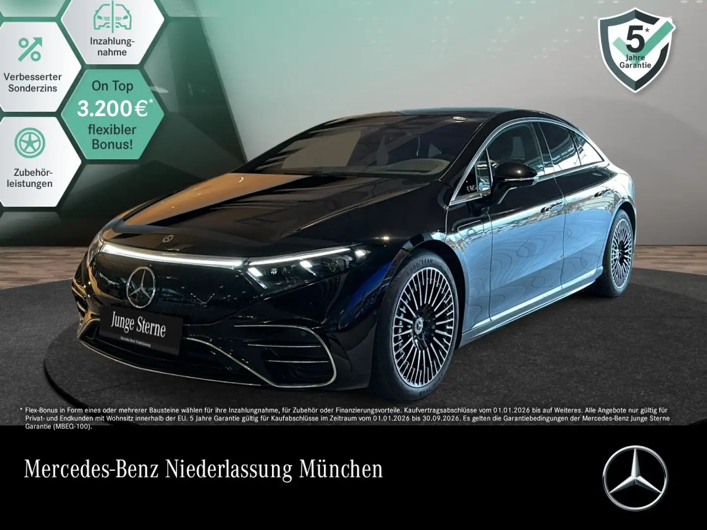 Mercedes-Benz EQS 450 AMG Fahrass Airmat Pano Burmester Distr. Schwarz - 1