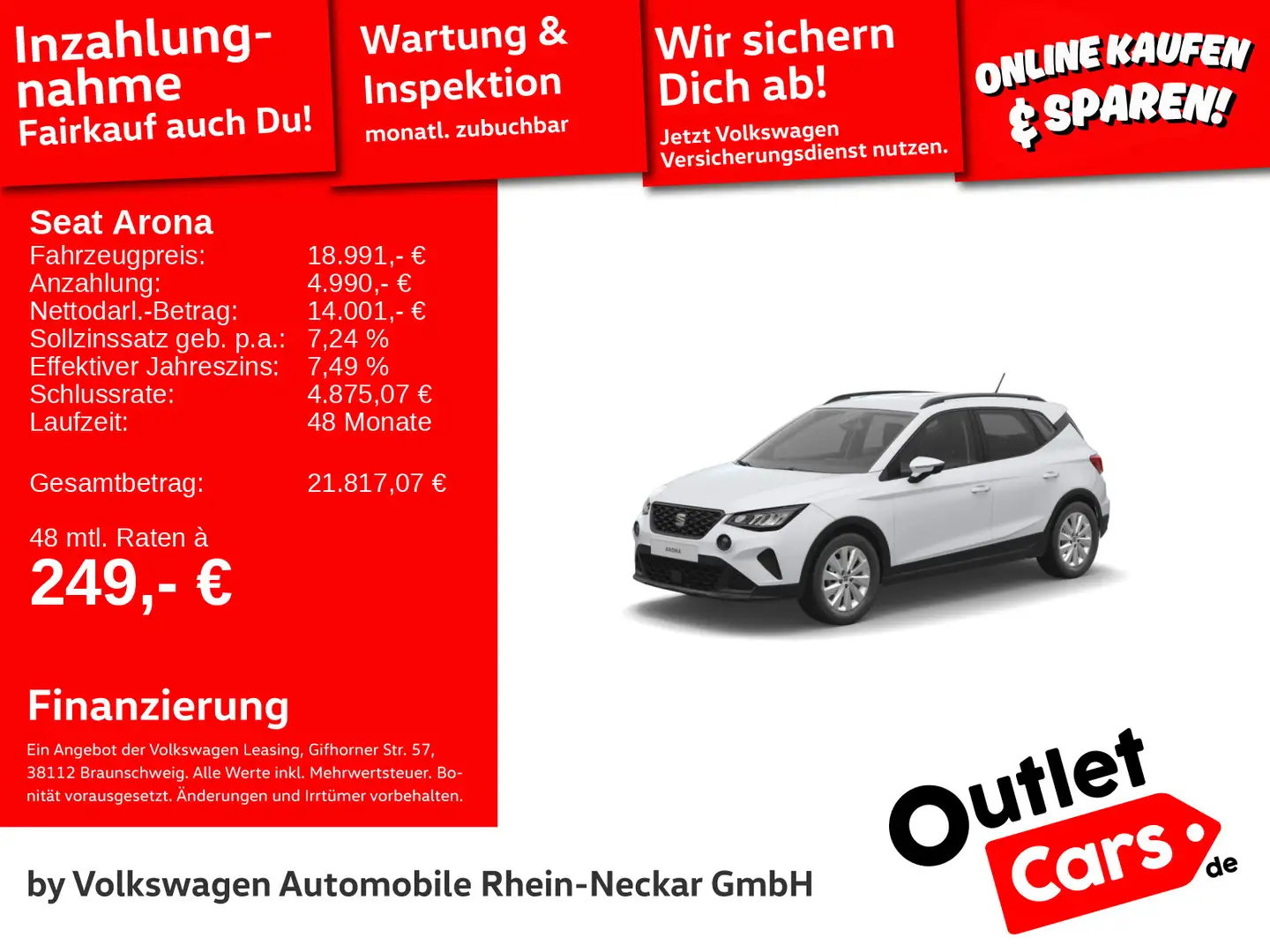 SEAT Arona 1.0 TSI Style DSG Radio PDC Led uvm Weiß - 1