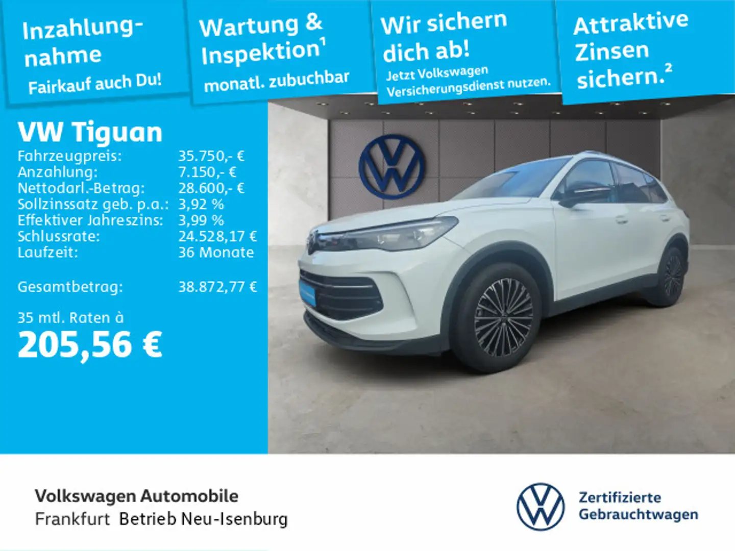 Volkswagen Tiguan 2.0 TDI DSG Goal Navi LEDPlus DAB+ FrontA Weiß - 1