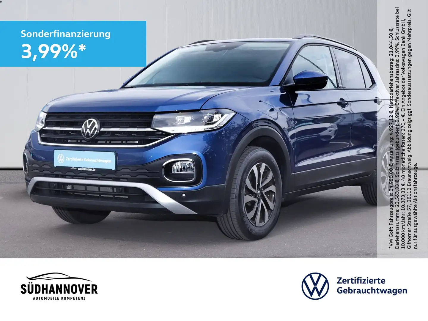 Volkswagen T-Cross Active 1.0 TSI NAVI+LED+SHZ+PDC+KAMERA Blau - 1