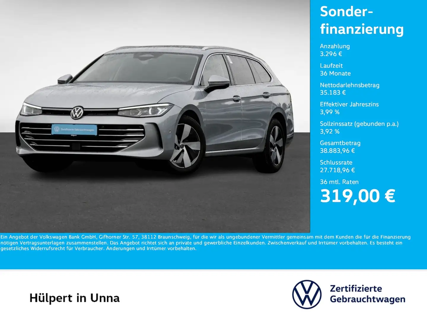 Volkswagen Passat Variant 2.0 ELEGANCE NEUES MODELL AHK ACC Argento - 1