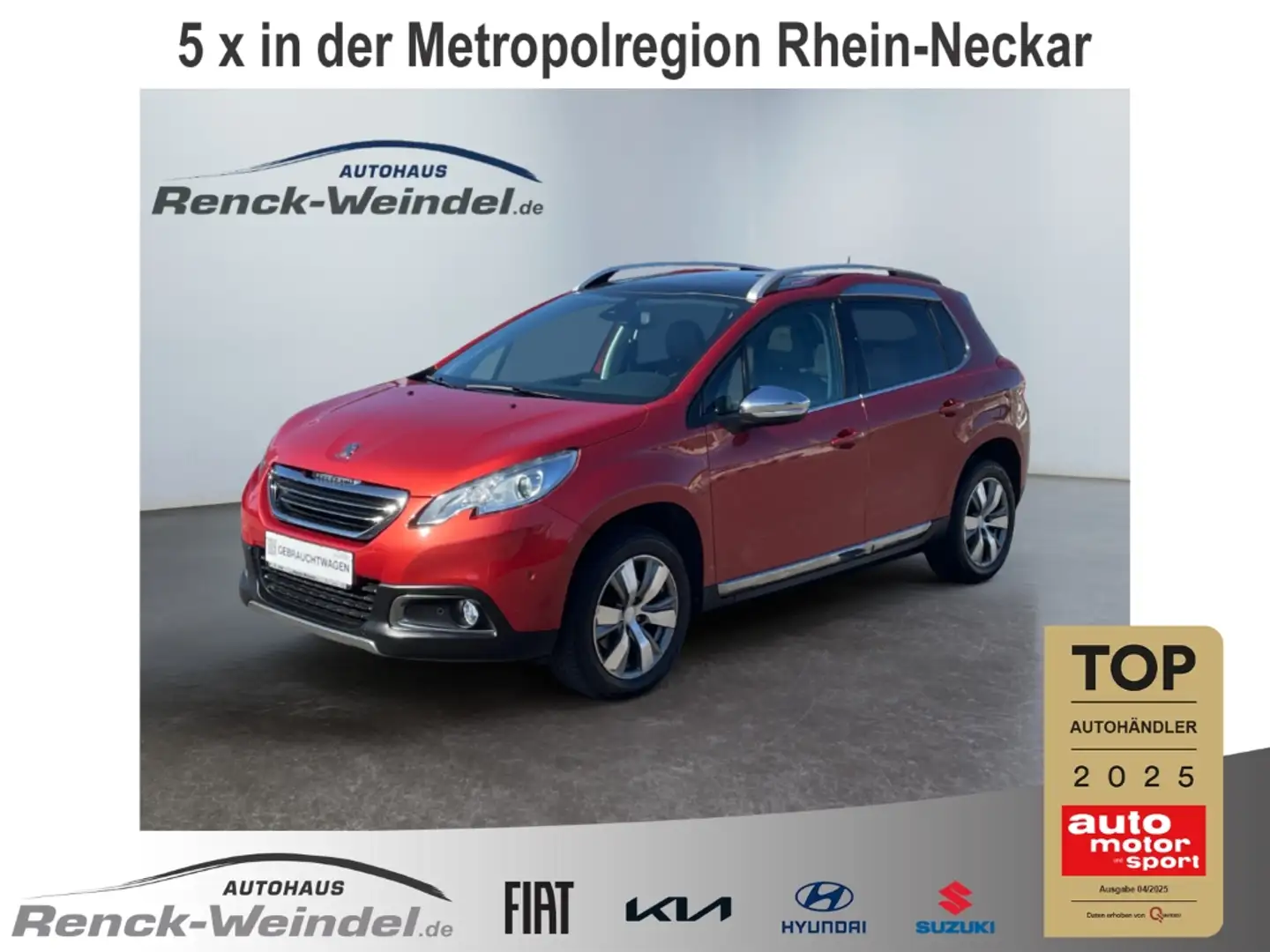 Peugeot 2008 1.2 PureTech Navi Klimaautom SHZ PDCv+h Panorama B Rojo - 1