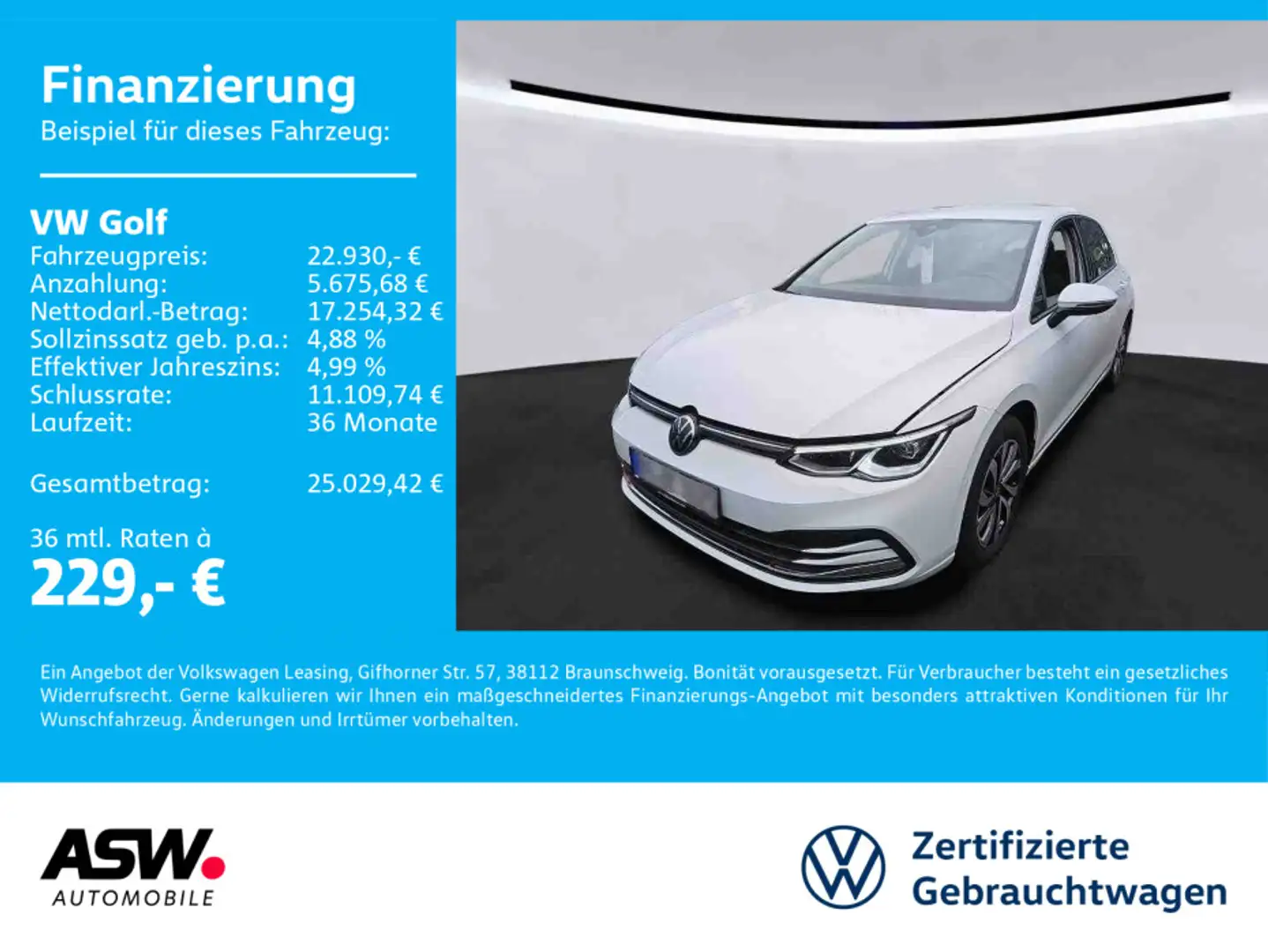Volkswagen Golf Active 1.5 eTSI DSG LED Navi RFK Stdhzg AHK Weiß - 1