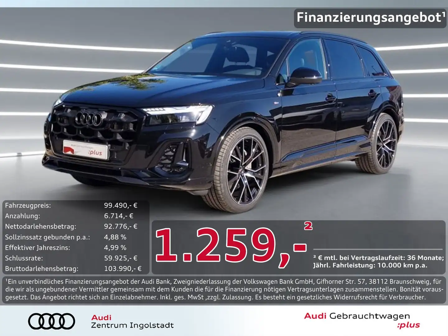 Audi Q7 50 TDI qu S line LASER AHK PANO STHZG 22" Schwarz - 1