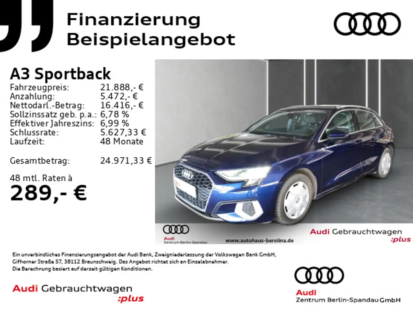 Audi A3 35 TFSI Adv. S tronic *AHK*GRA*SHZ* Blau - 1