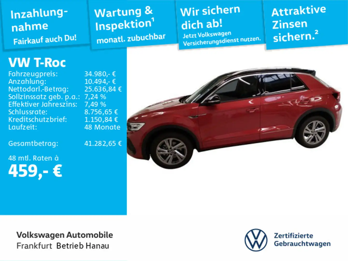 Volkswagen T-Roc 1.5 TSI DSG R-Line Navi IQ.LIGHT - LED-Mat Rot - 1