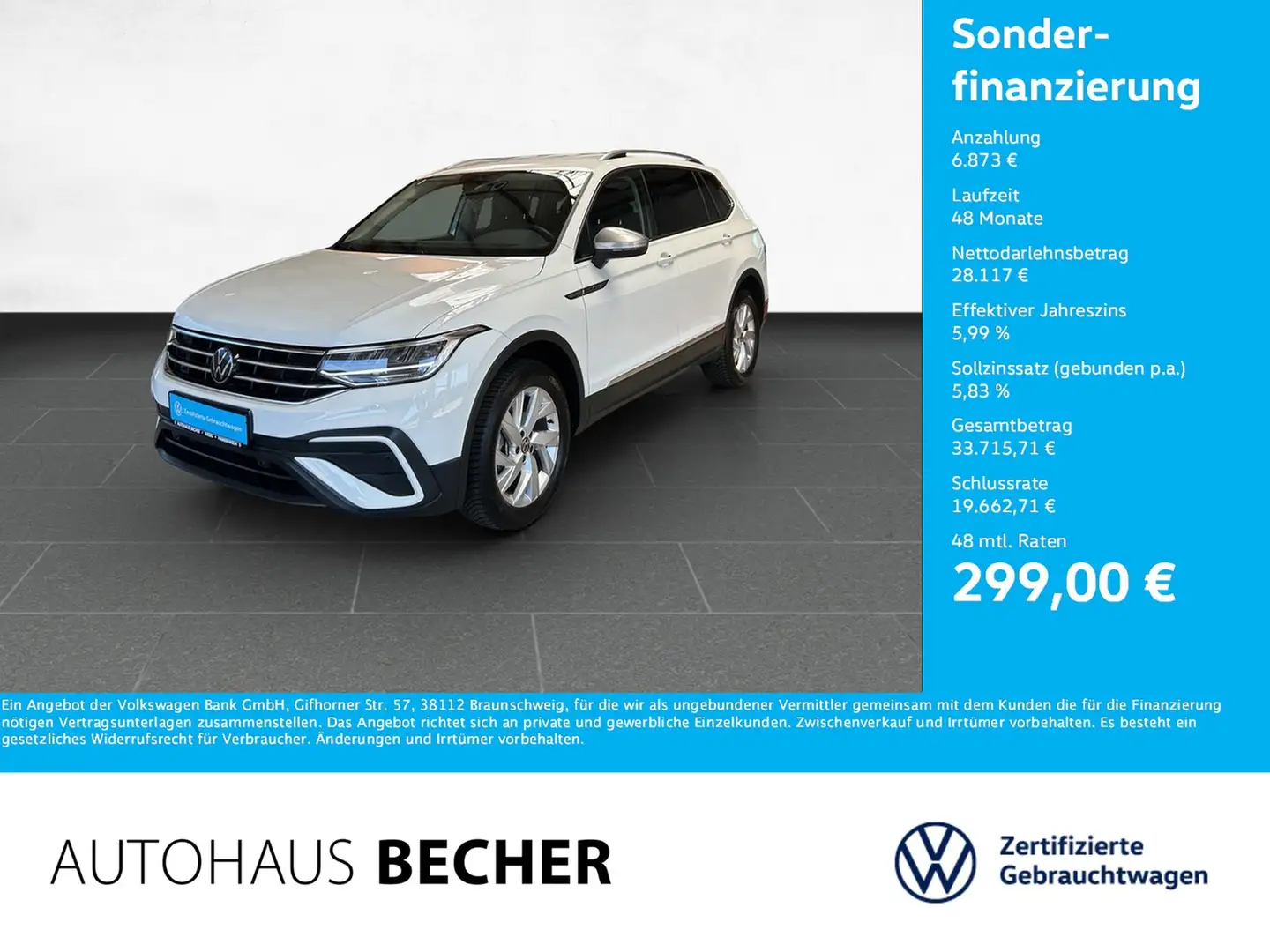 Volkswagen Tiguan Allspace Life 1.5 TSI DSG /AHK/Sitzhz/LED Weiß - 1