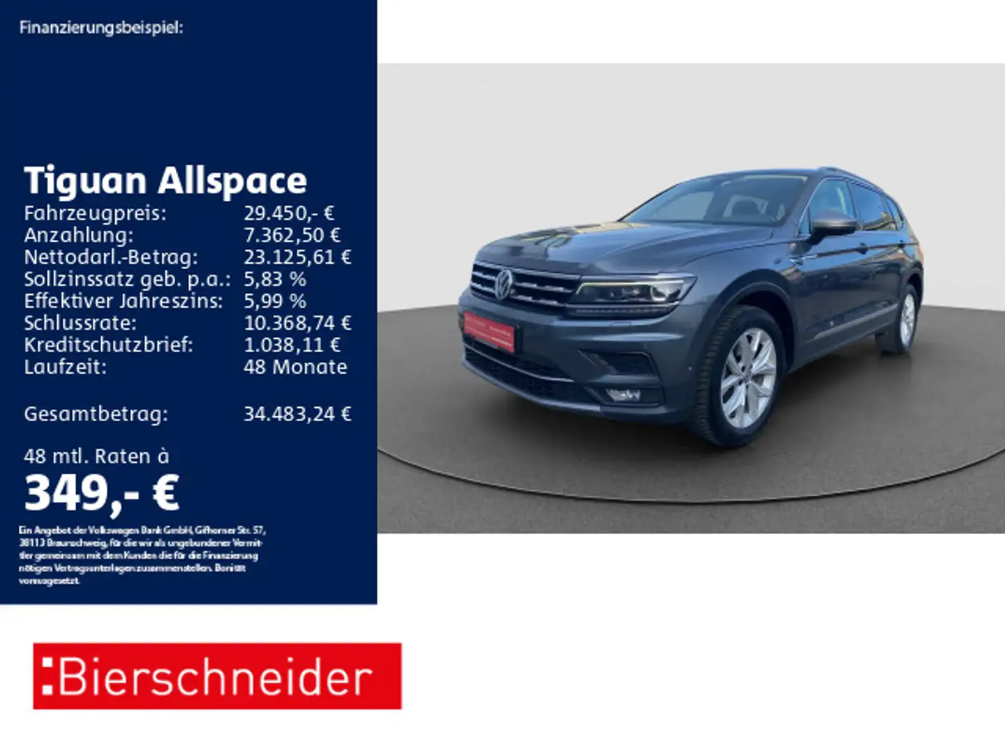 Volkswagen Tiguan Allspace 1.5 TSI DSG Highline AHK STAND L Grau - 1