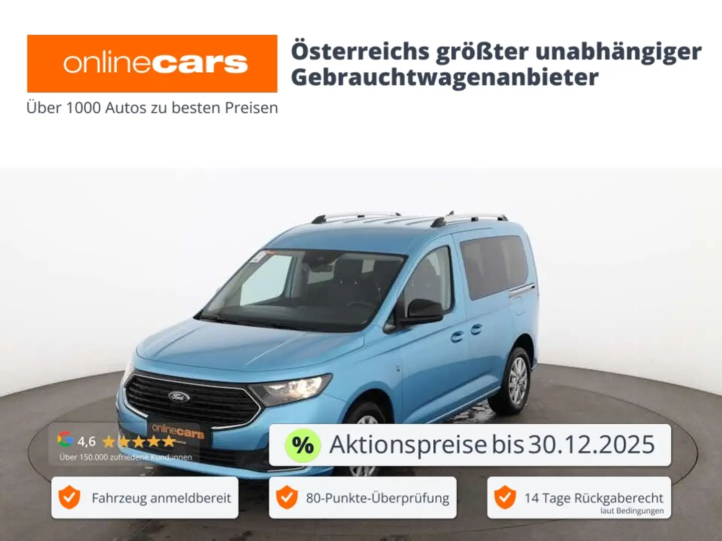 Ford Tourneo Connect 2.0 EcoBlue Titanium SITZHZG TEMP Bleu - 1
