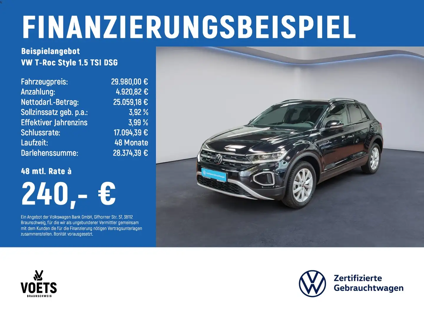 Volkswagen T-Roc Style 1.5 TSI DSG AHK+RearView+NAVI Schwarz - 2