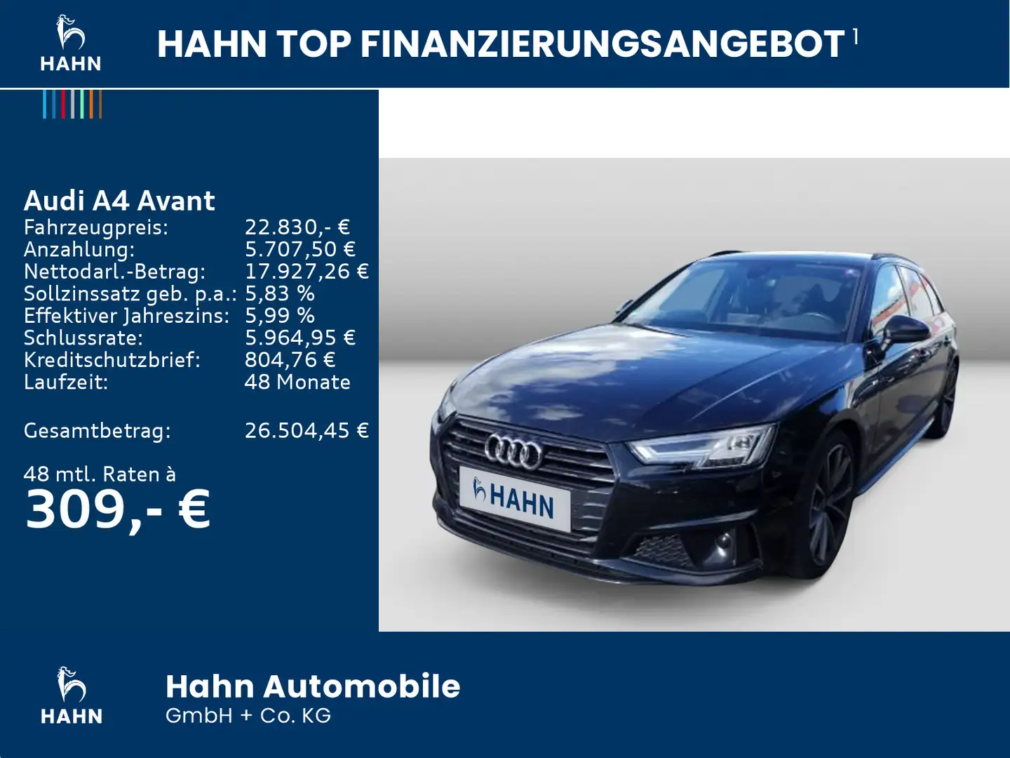 Audi A4 40TFSI sport Navi Climatr PDC Sitzh LED Schwarz - 2