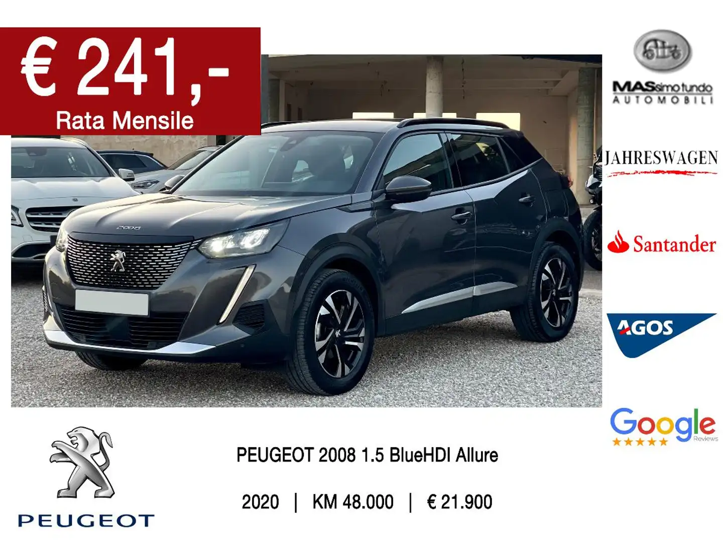 Peugeot 2008 BlueHDi 100 S&S Allure Grijs - 1