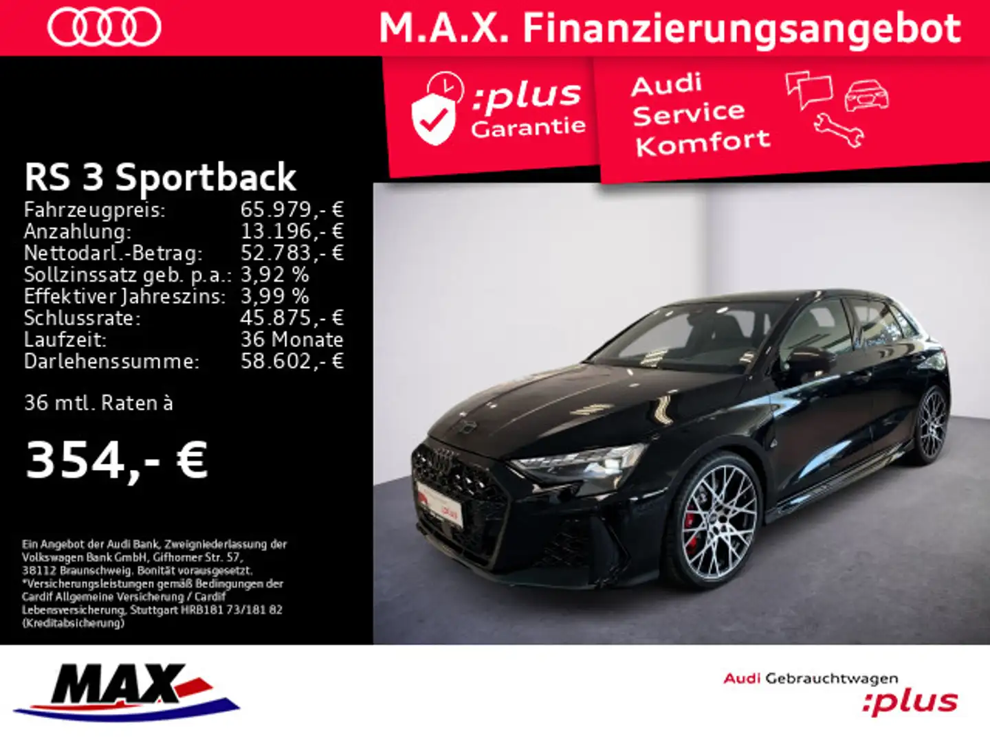 Audi RS3 RS3 Sportback +280 KM/H+SAGA+MATRIX+PANO+KAMERA+ Schwarz - 1