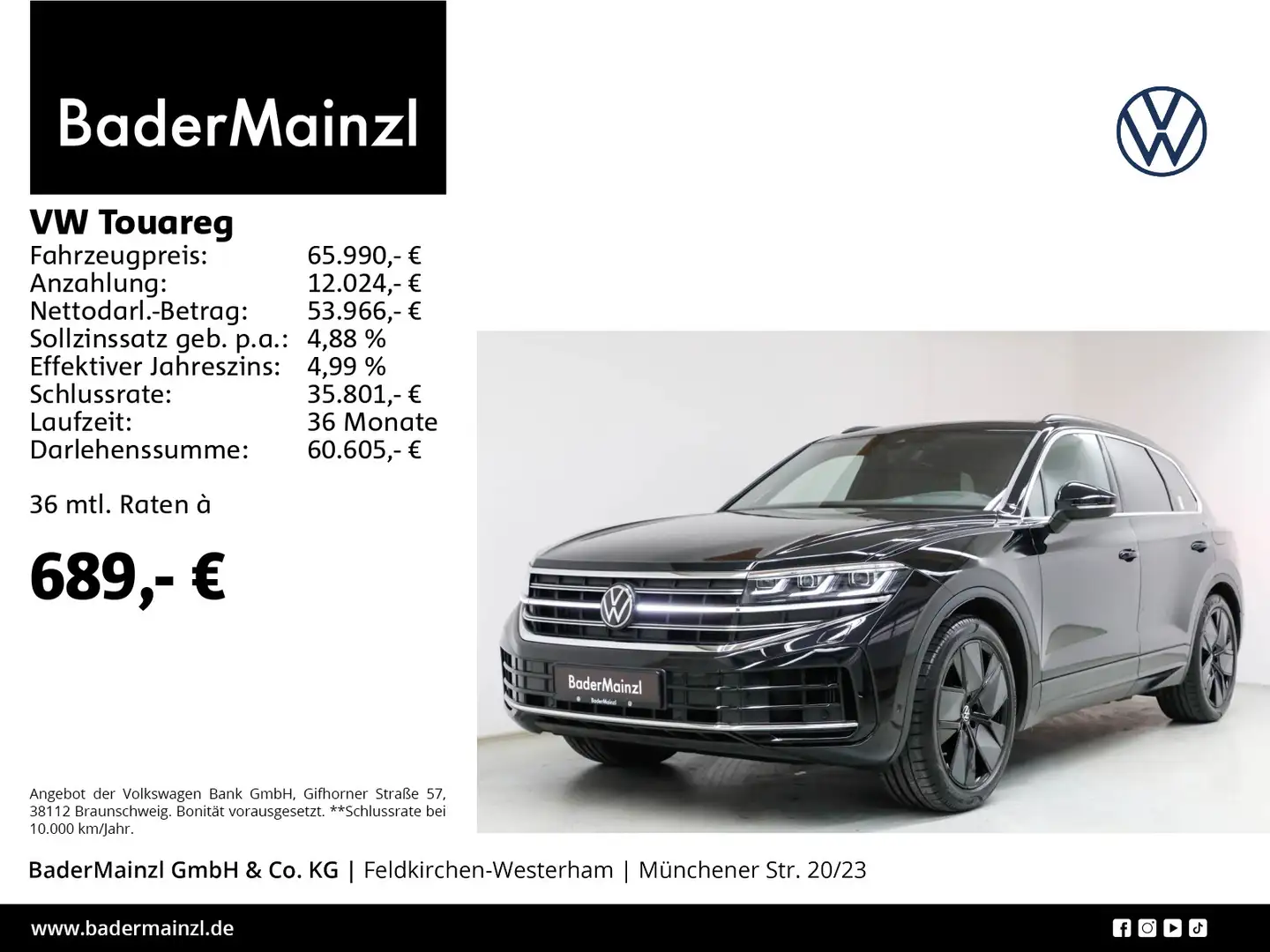 Volkswagen Touareg 3.0 eHybrid 4M Elegance Pano AHK Matrix Schwarz - 1