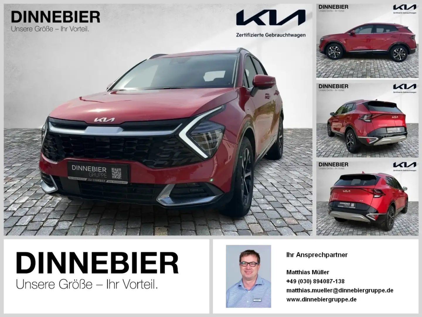 Kia Sportage Spirit HEV AWD+360°Kamera+LED+Navi Rood - 1