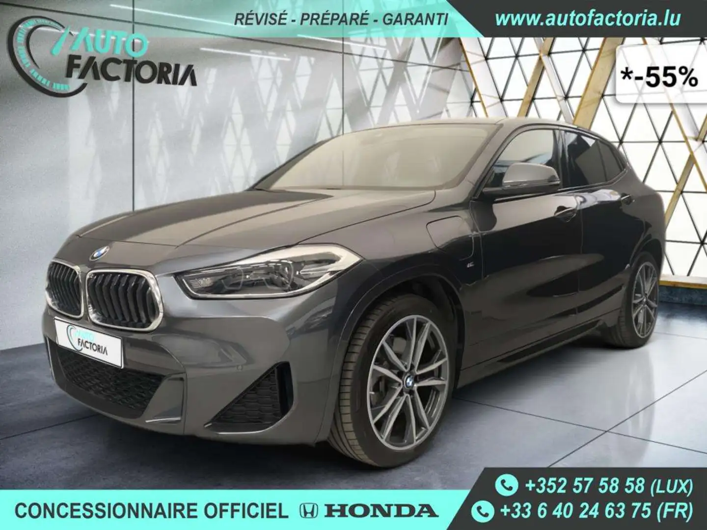 BMW X2 -55% 25E HYB 220cv BVA 4x4 M SPORT +GPS+CAM+Option Gris - 1