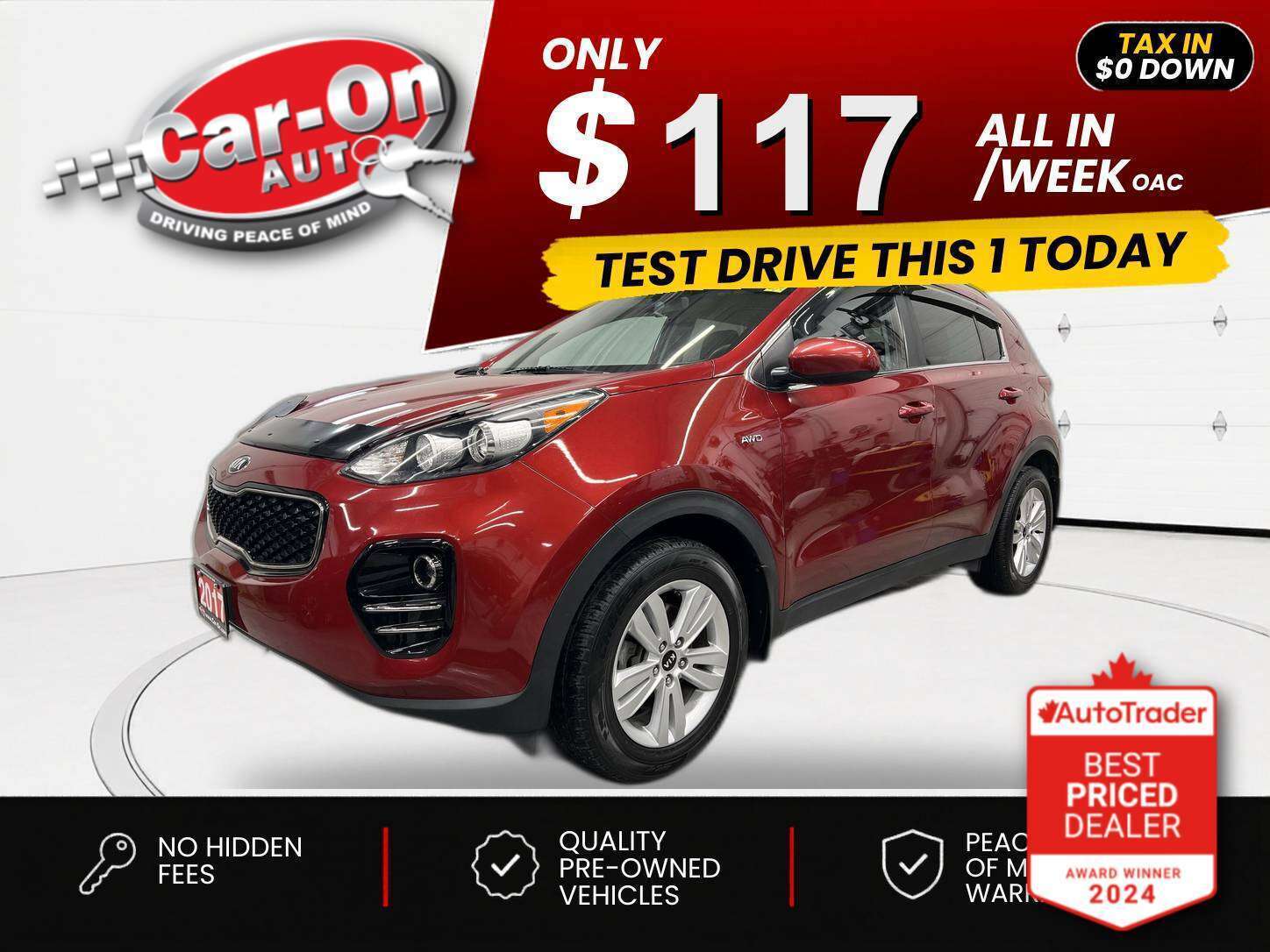 Red 2017 Kia Sportage SUV / Crossover All-Wheel Drive Automatic