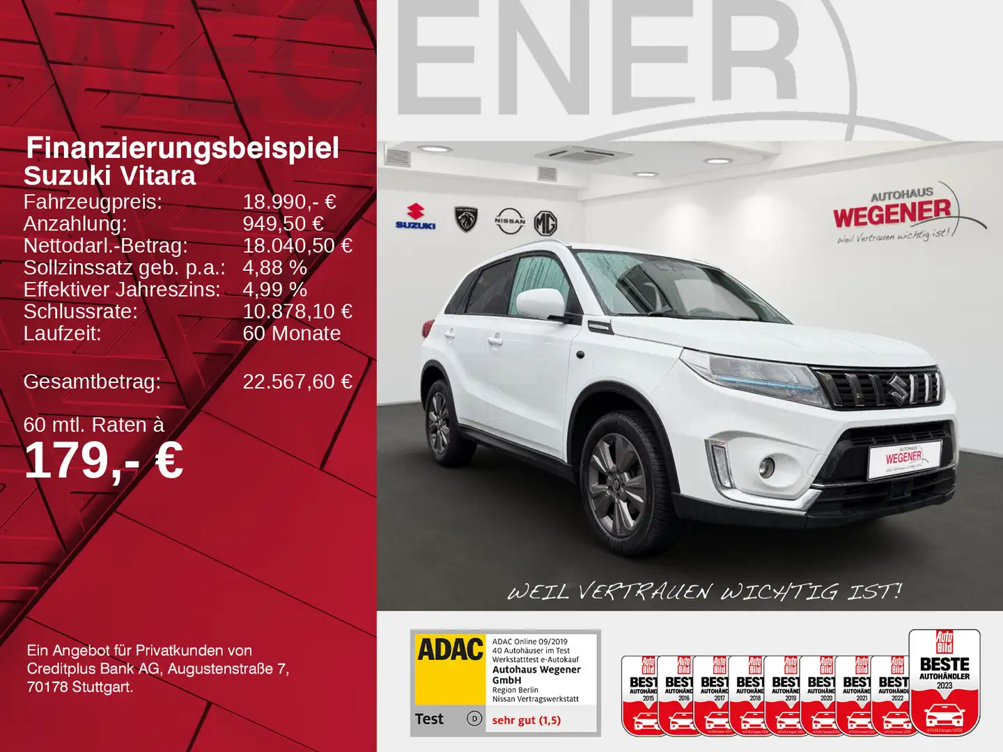 Suzuki Vitara VITARA COMFORT AT NAVI+KAM+ALLWETTER+SHZ+CARPLAY Weiß - 2