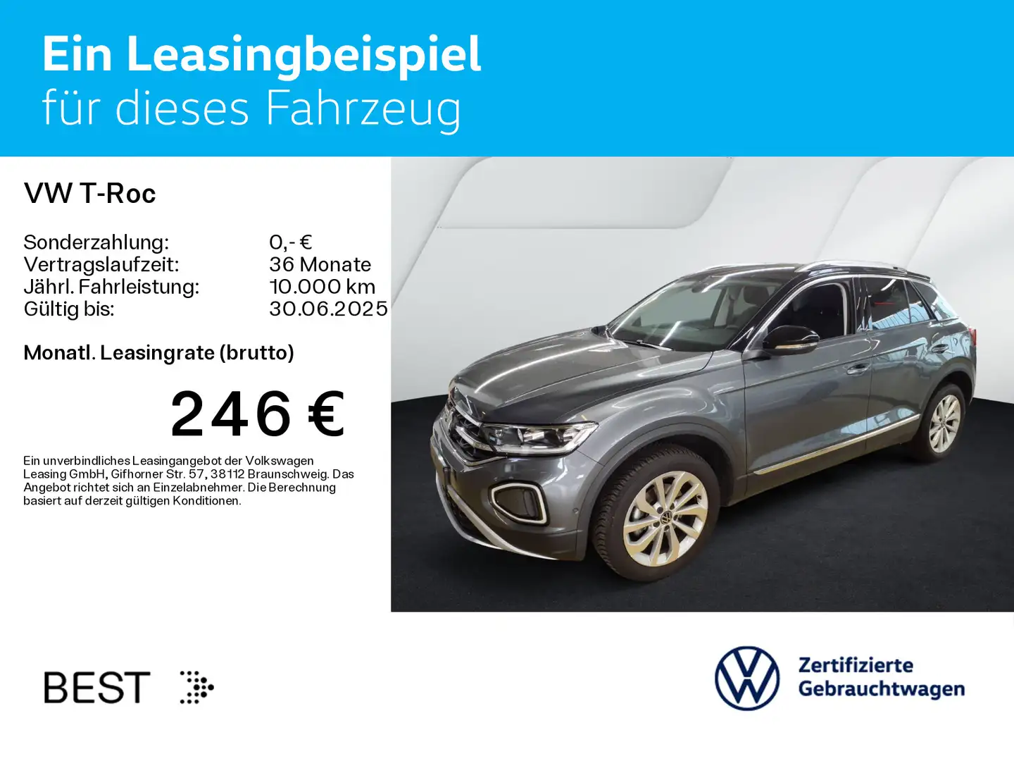 Volkswagen T-Roc T-ROC 1.5 TSI DSG STYLE*LED*AHK*NAVI*KLIMA*PDC*S Grau - 2