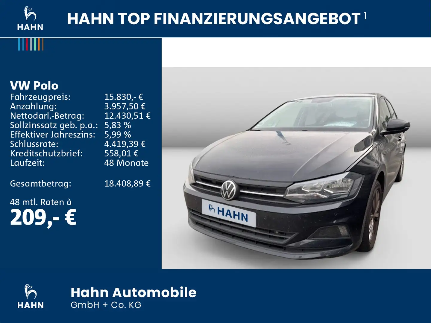 Volkswagen Polo 1.0TSI DSG Comfortline Navi Sitzh Tempom Ap Schwarz - 2