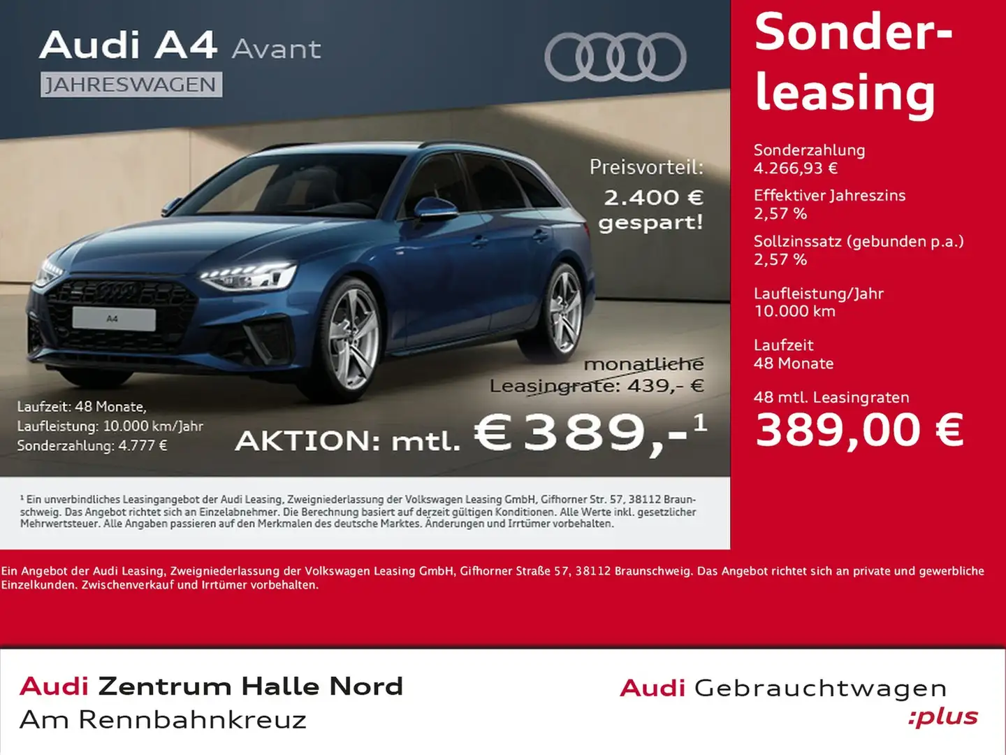 Audi A4 Avant S line 40 TFSI quattro S tronic Blau - 1
