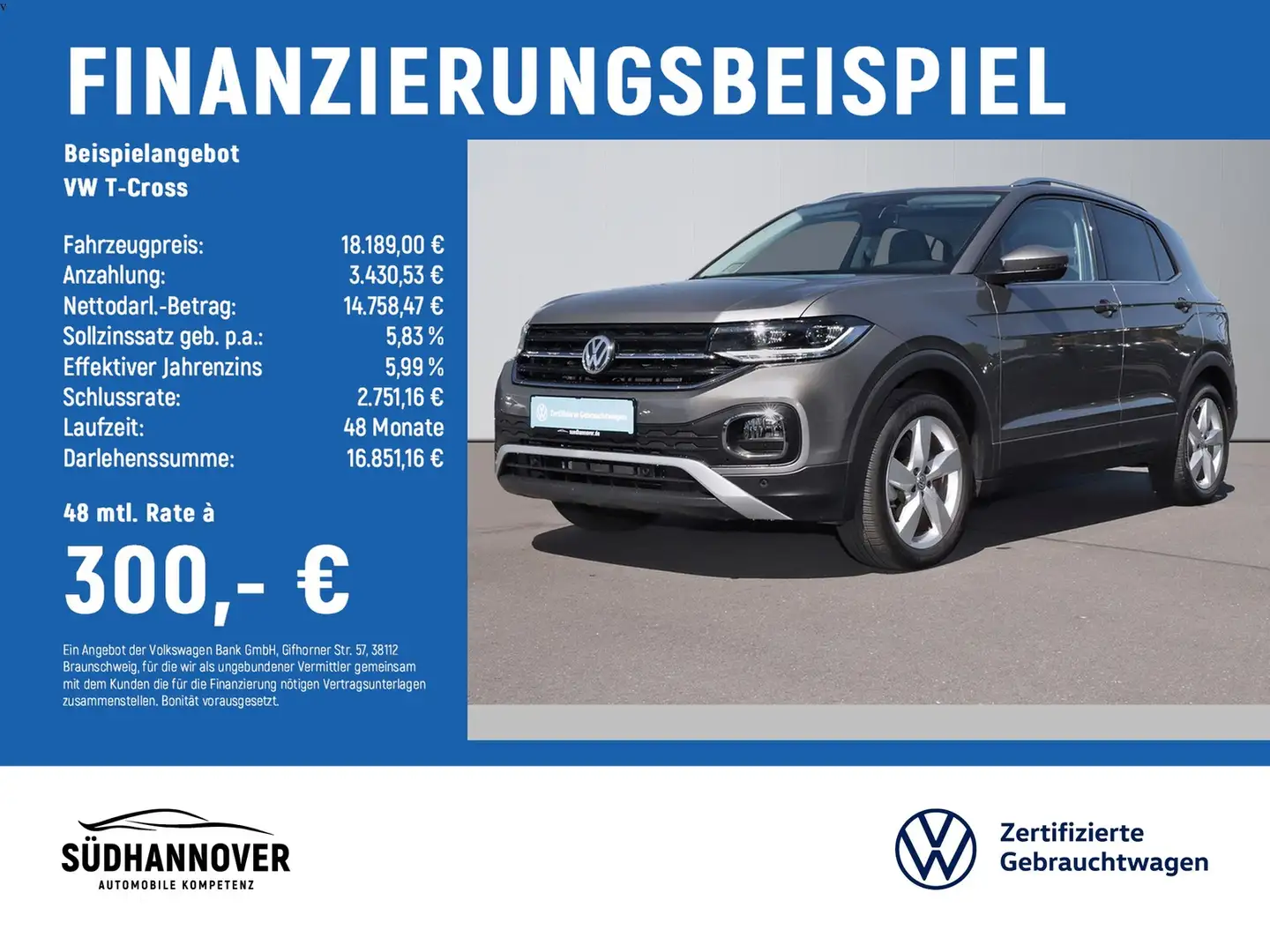 Volkswagen T-Cross Style 1.0 TSI DSG NAVI+LED+SHZ+PDC Сірий - 2