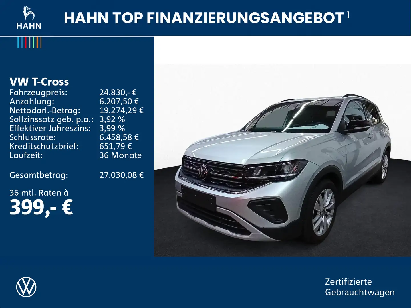 Volkswagen T-Cross 1.0TSI DSG Goal LED Navi AHK ACC Sitzhzg Silber - 2