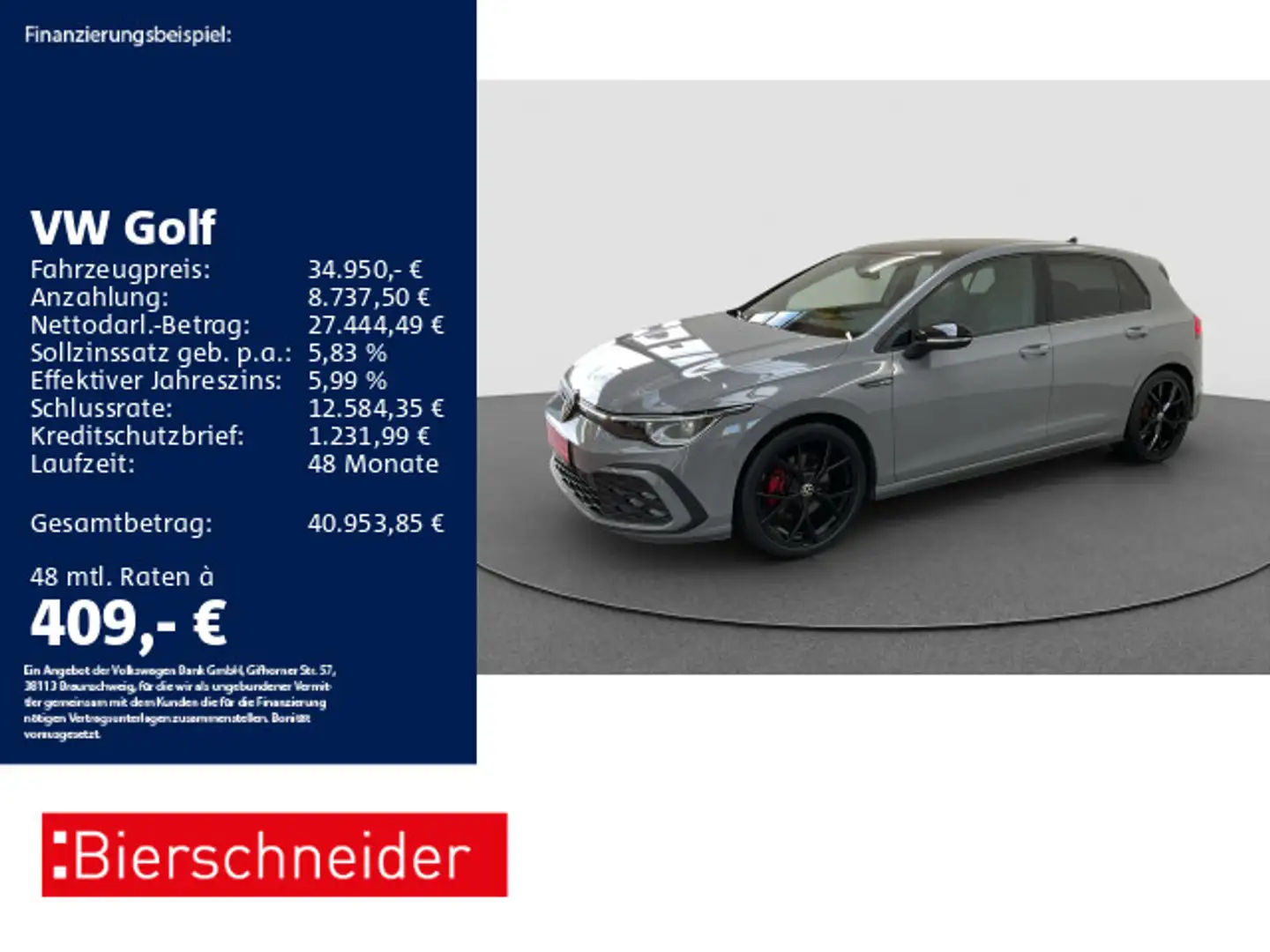 Volkswagen Golf 8 2.0 TDI DSG GTD Black 19 AHK MATRIX PANO Grau - 1