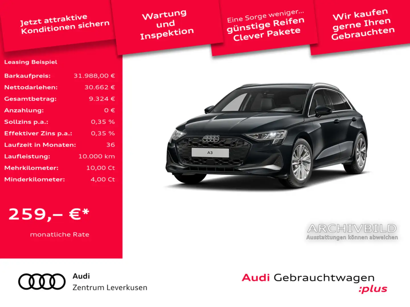 Audi A3 Sportback advanced S-TRON AHK NAVI VIRT AC Grau - 1