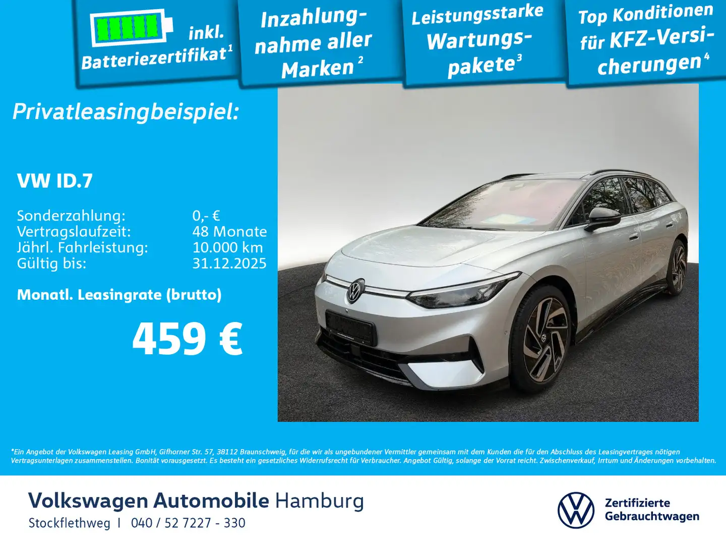 Volkswagen ID.7 Tourer Pro Navi AHK Wärmep. ACC Panorama Silber - 1