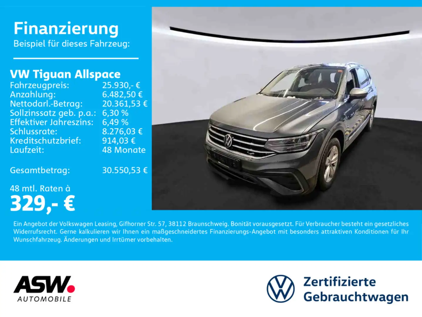 Volkswagen Tiguan Allspace Life 1.5TSI DSG LED Navi HUD AHK Grau - 1
