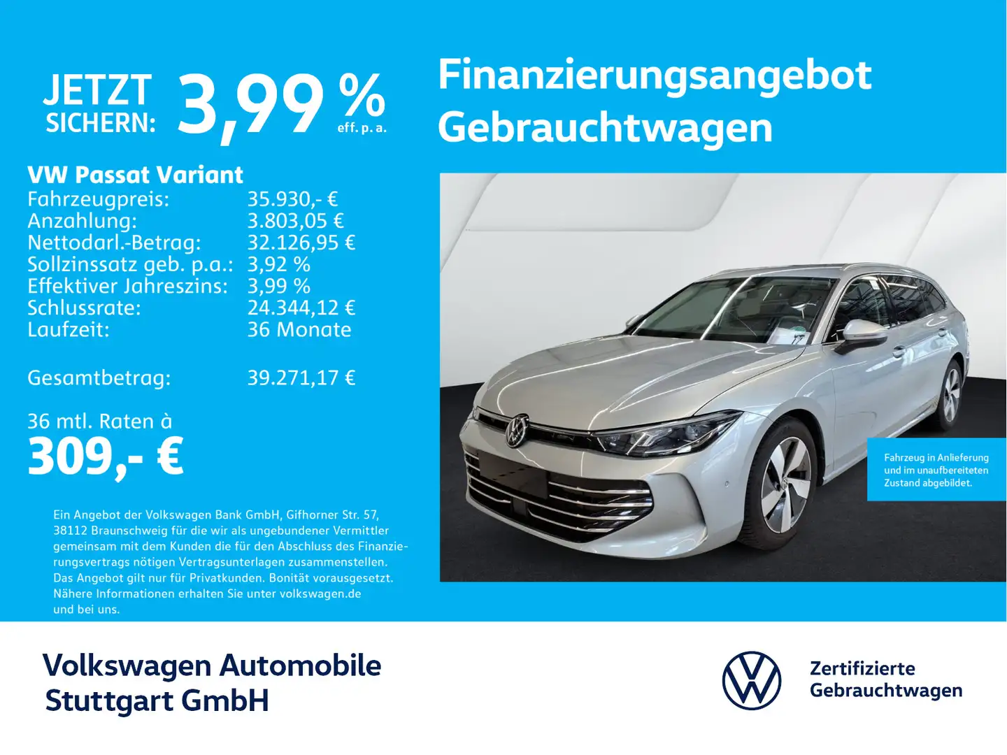 Volkswagen Passat Variant Elegance 2.0 TDI DSG Navi Kamera Silber - 1