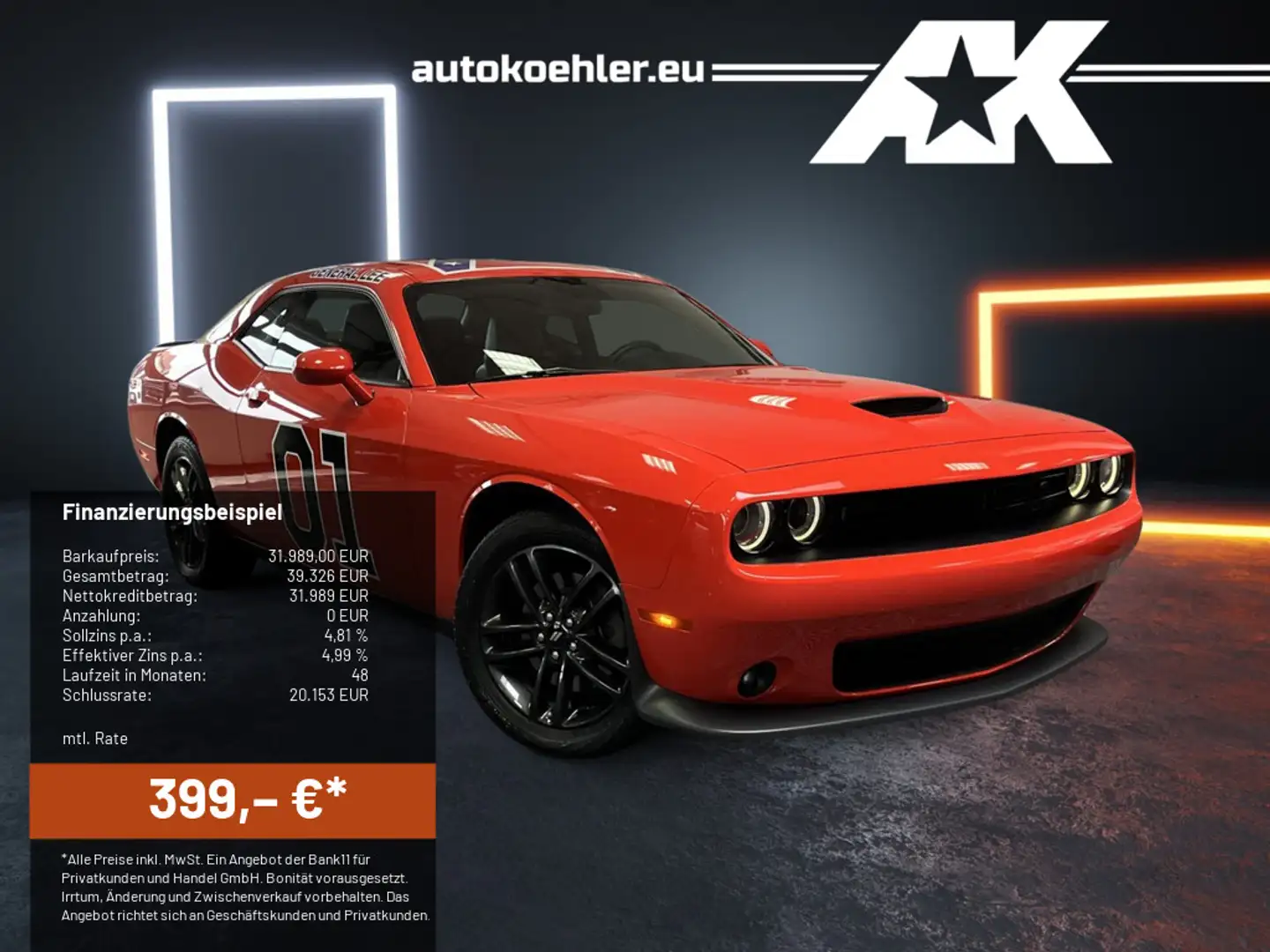 Dodge Challenger 3.6 V6 SXT GT General Lee / NAP Klappe, CarPlay, L Orange - 1