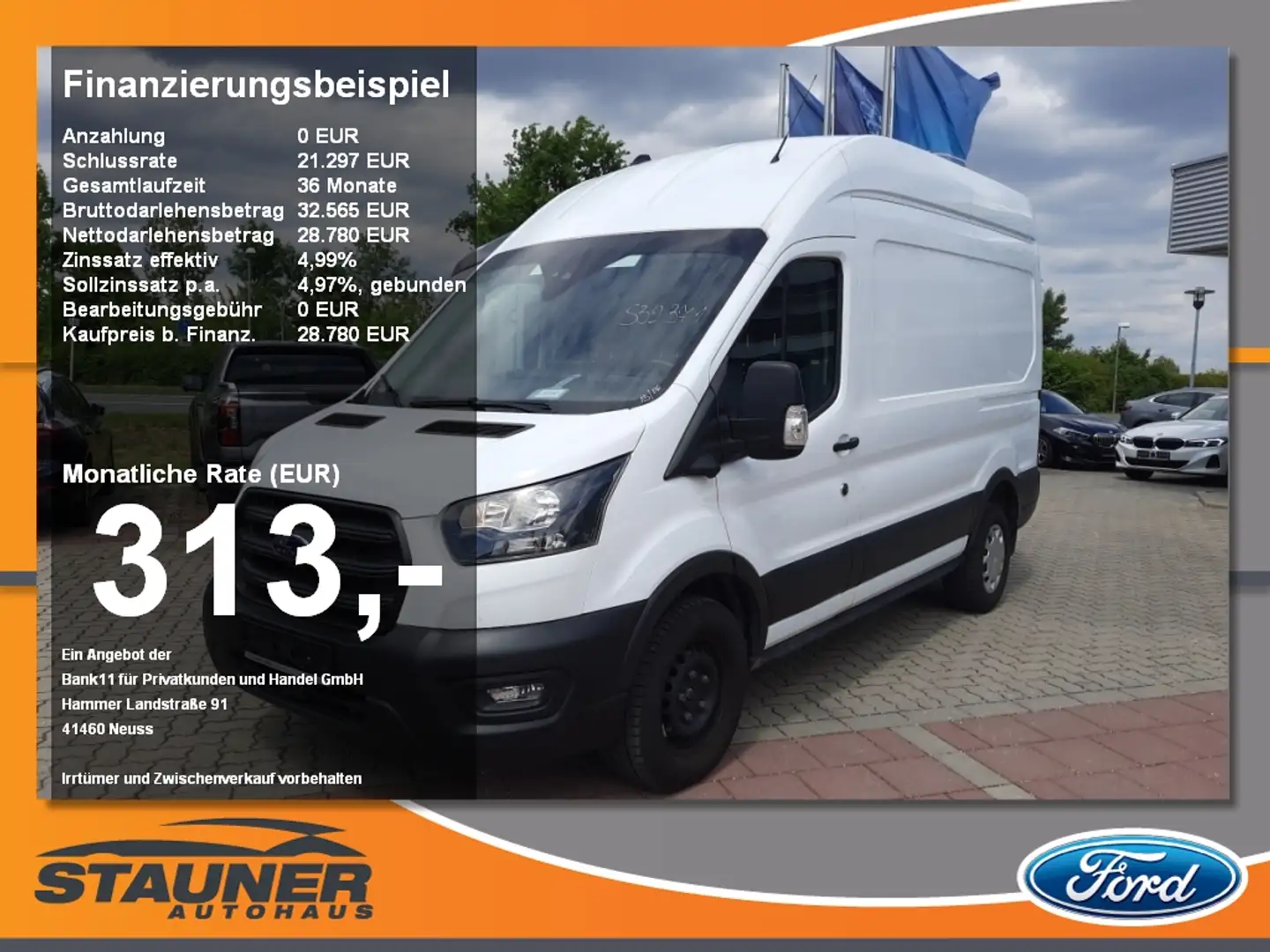 Ford Transit Kasten 330 L2 H3 Trend 360 Grad Kamera Navi Weiß - 1
