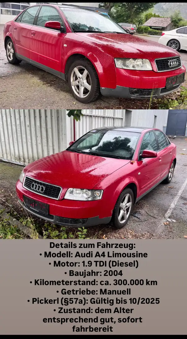 Audi A4 quattro 1,9 TDI Rot - 1