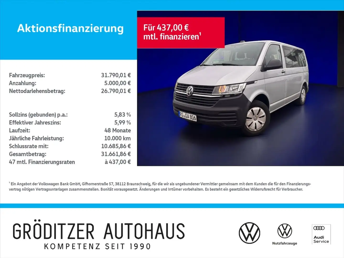 Volkswagen T6 Kombi T6.1 Kombi APP|Klima|9-Sitze Argent - 1