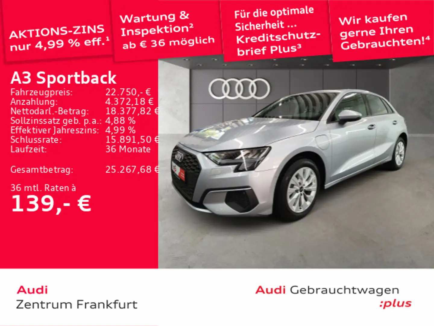 Audi A3 40 TFSI e S tronic LED DAB VC Tempo Silber - 1