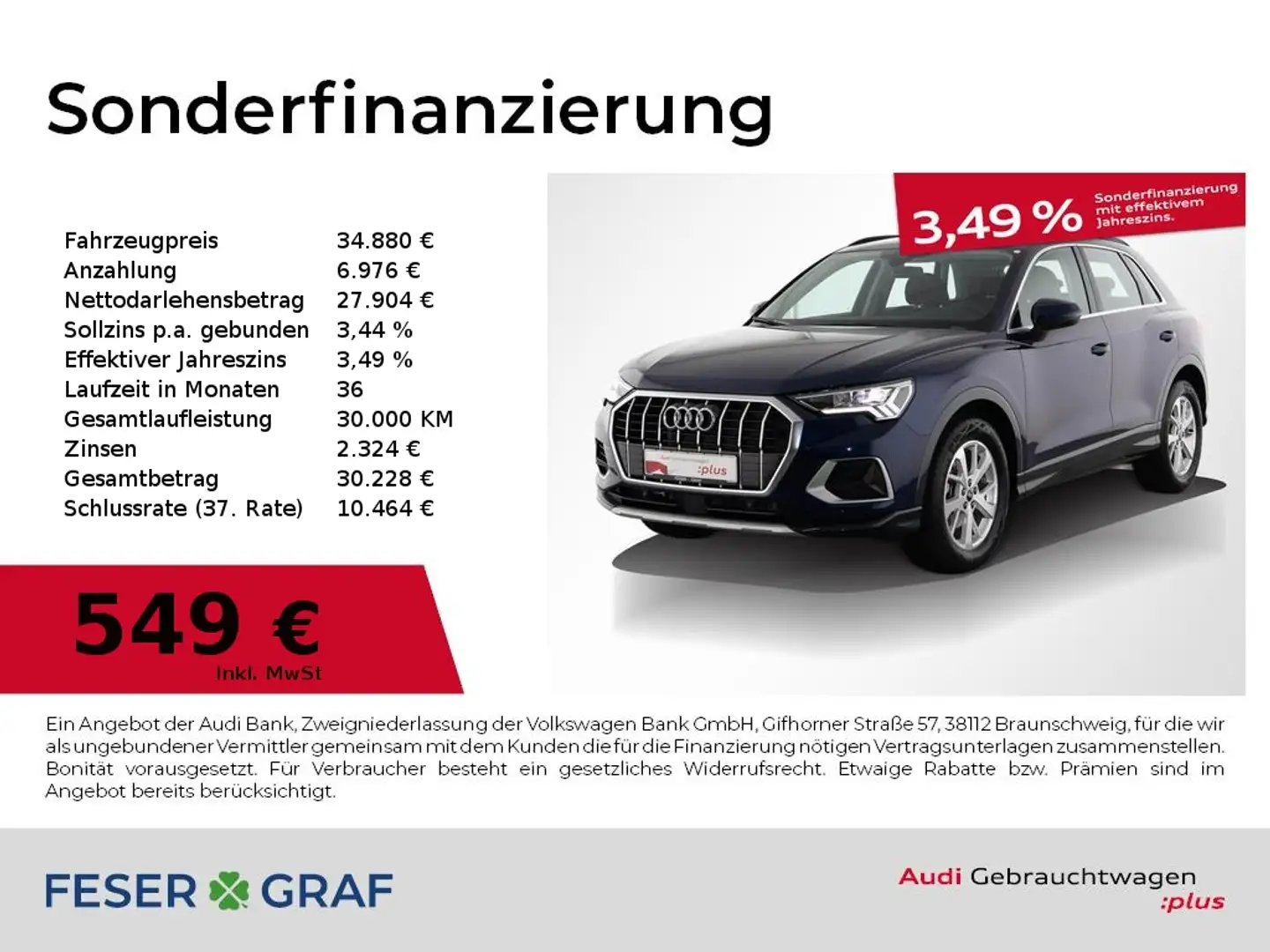 Audi Q3 35 TFSI advanced S tronic LED/ Rückfahrkam Blau - 1