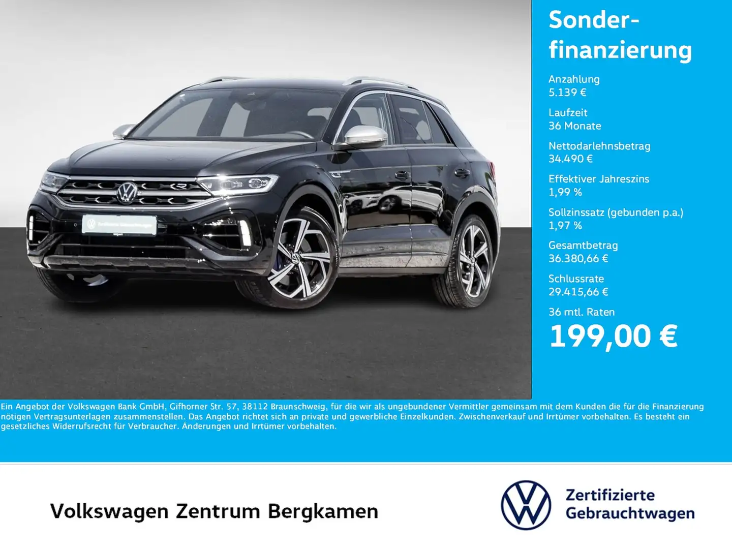 Volkswagen T-Roc 2.0 R 4X4 BEATS CAM ACC LM18 E-KLAPPE NAVI Noir - 1