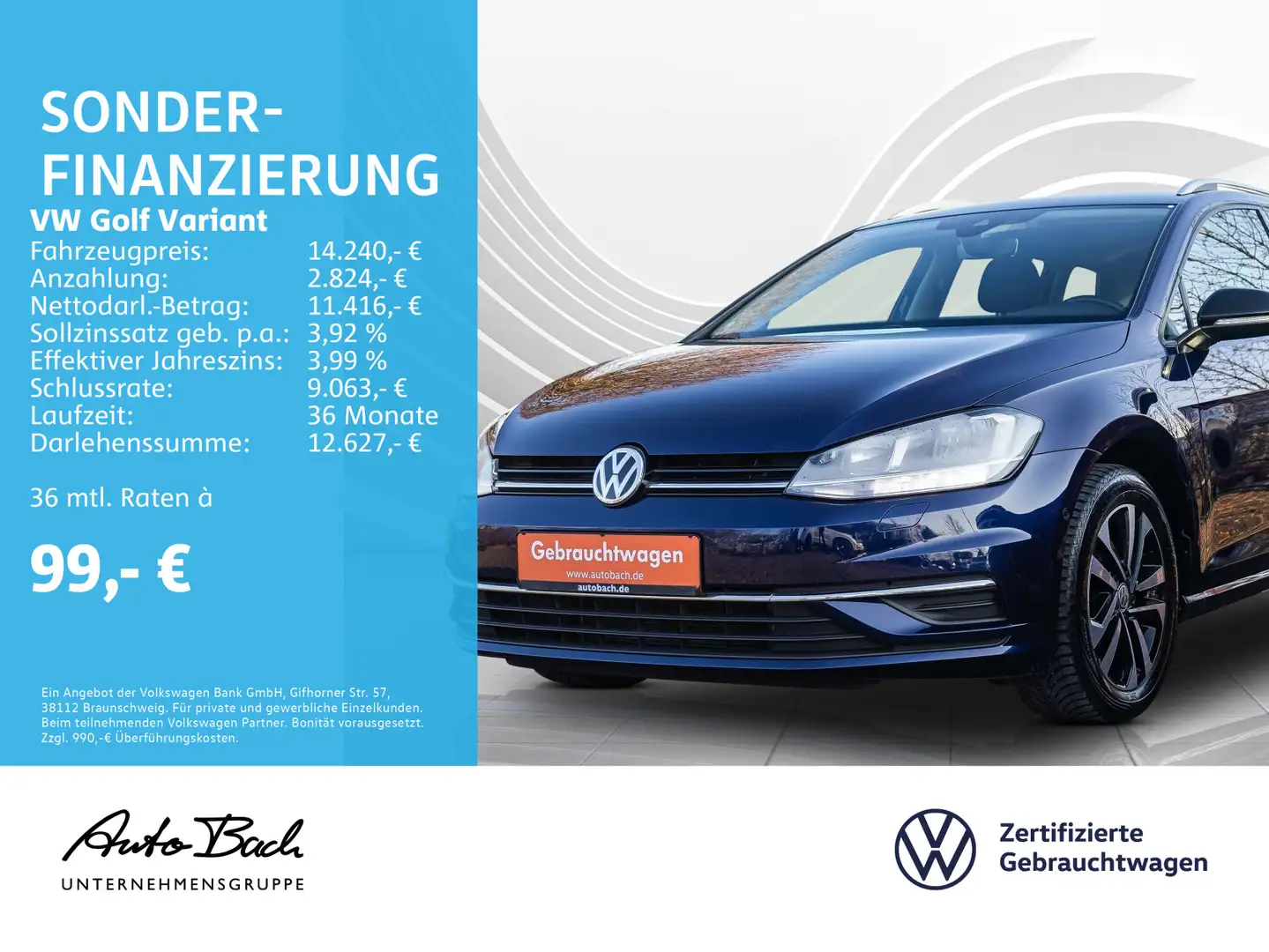 Volkswagen Golf Variant Golf VII Variant 1.0 TSI IQ.DRIVE, Navi, ParkAss Blu/Azzurro - 1