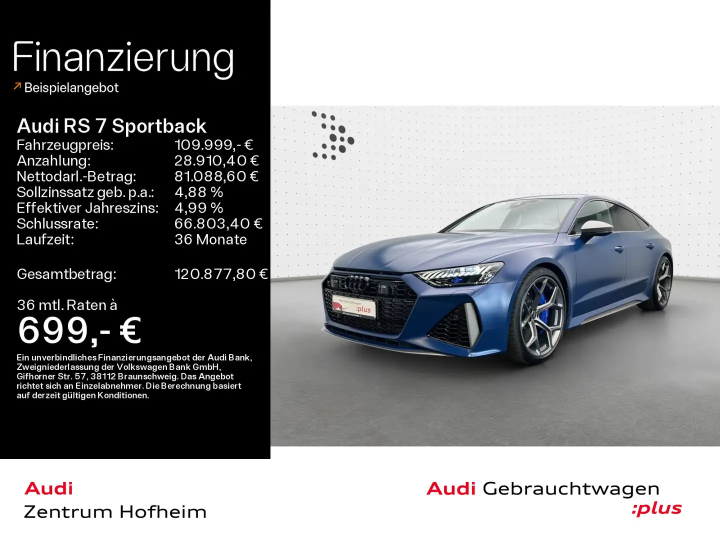 Audi RS7 performance*305 km/h*Keramik*B&O* Niebieski - 1