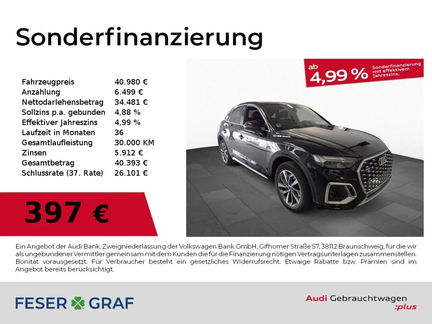 Audi Q5 Sportback S line 40 TDI qu. Matrix 360° Schwarz - 1