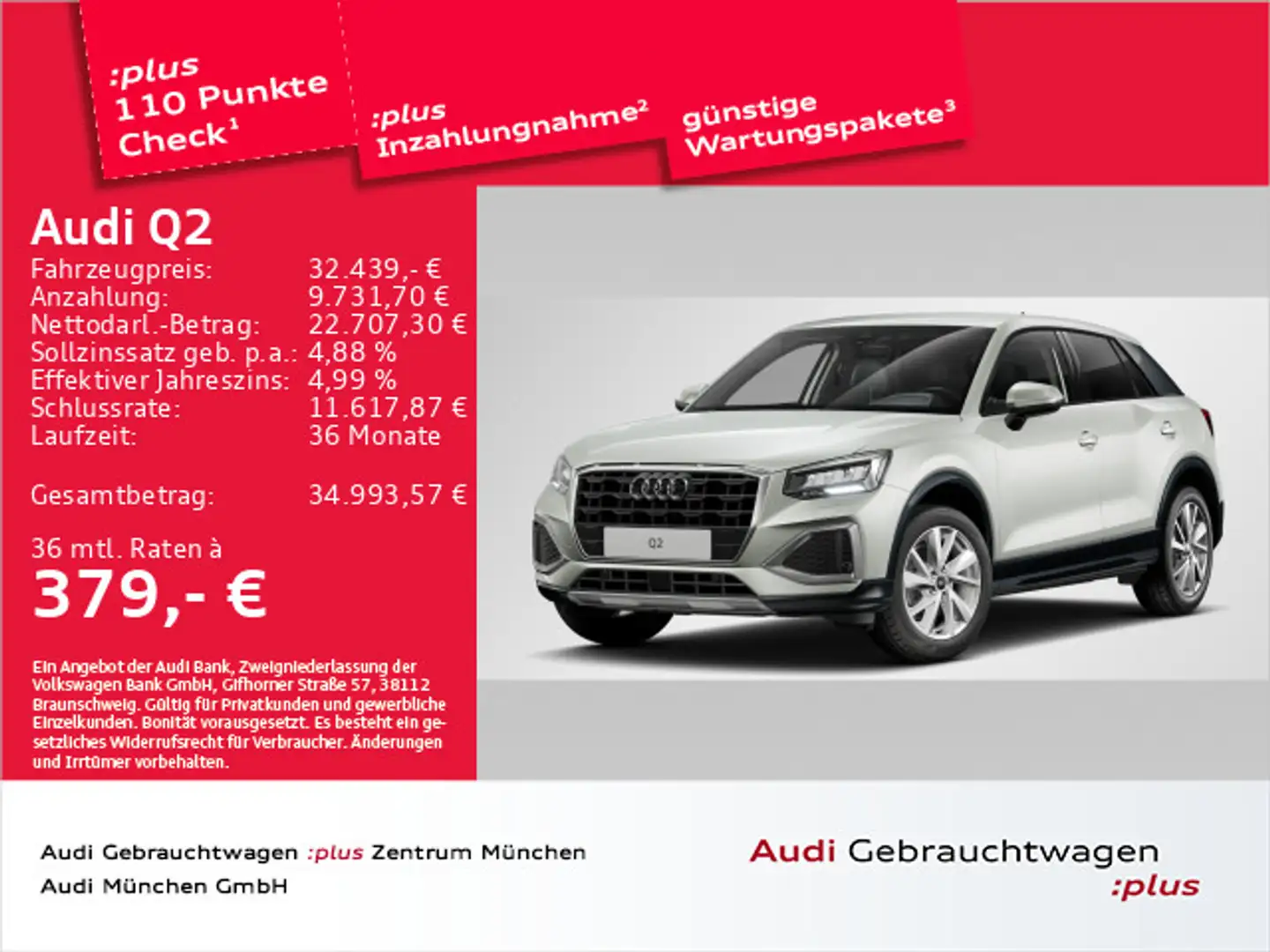 Audi Q2 35 TDI S tronic advanced AHK/Virtual+ Silber - 1