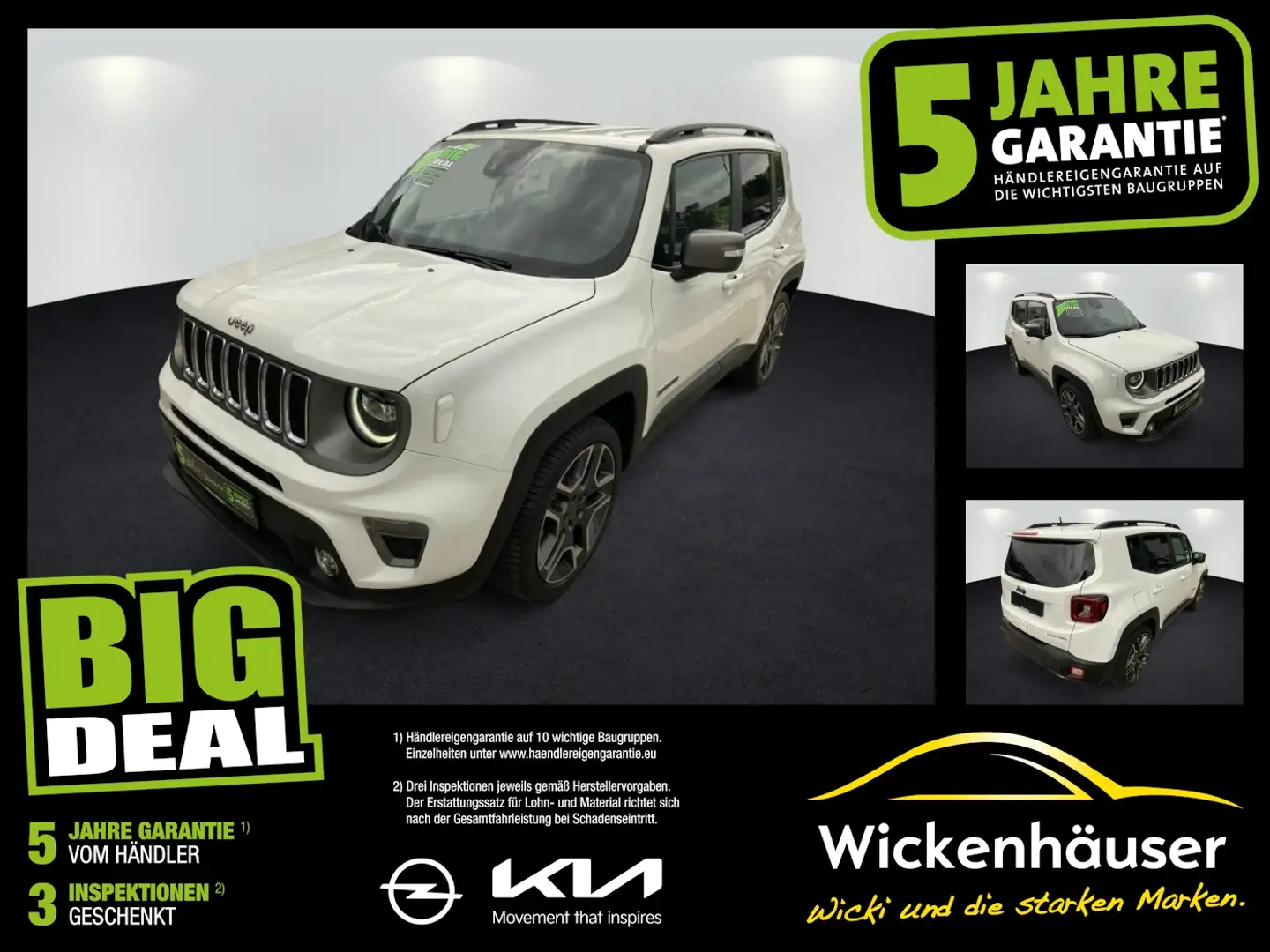 Jeep Renegade Limited Leder ACC Navi Kamera TotWinkel Bianco - 1